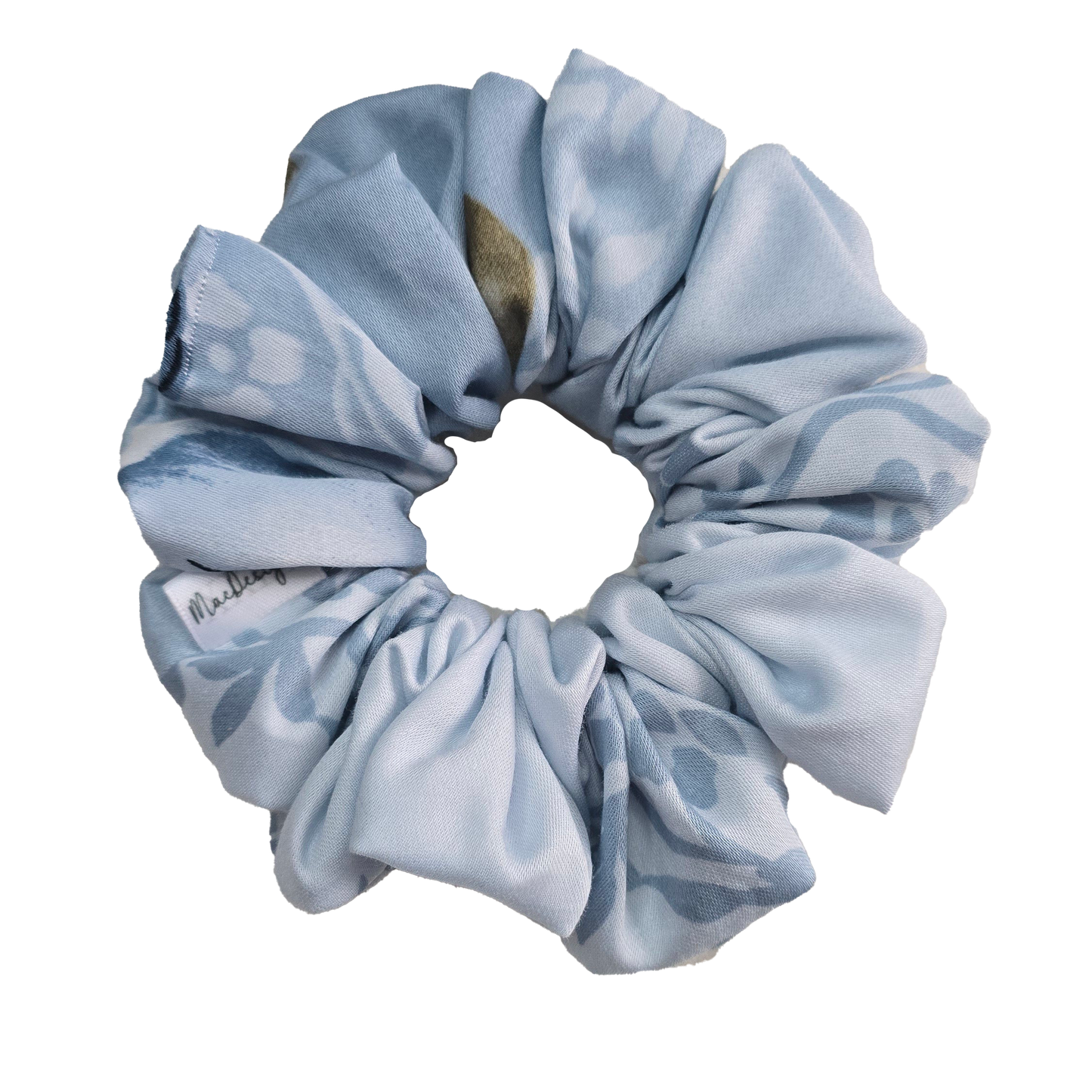 Blue Green Floral Scrunchie. XL