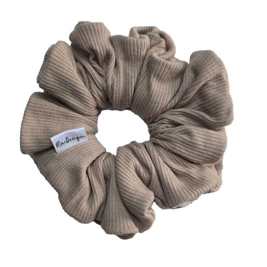 Beige Ribbed Jersey scrunchie, Large