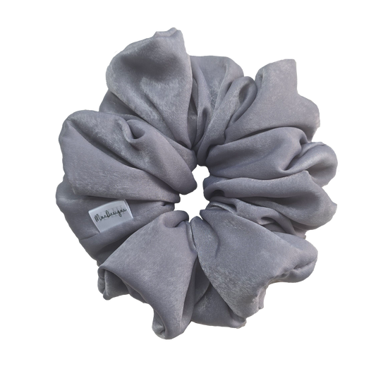 Silver Velvet Feel Scrunchie. XXL.