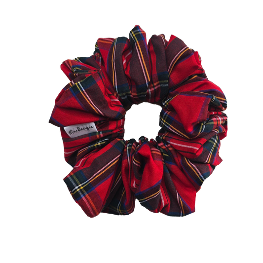 Red Tartan scrunchie, XL.