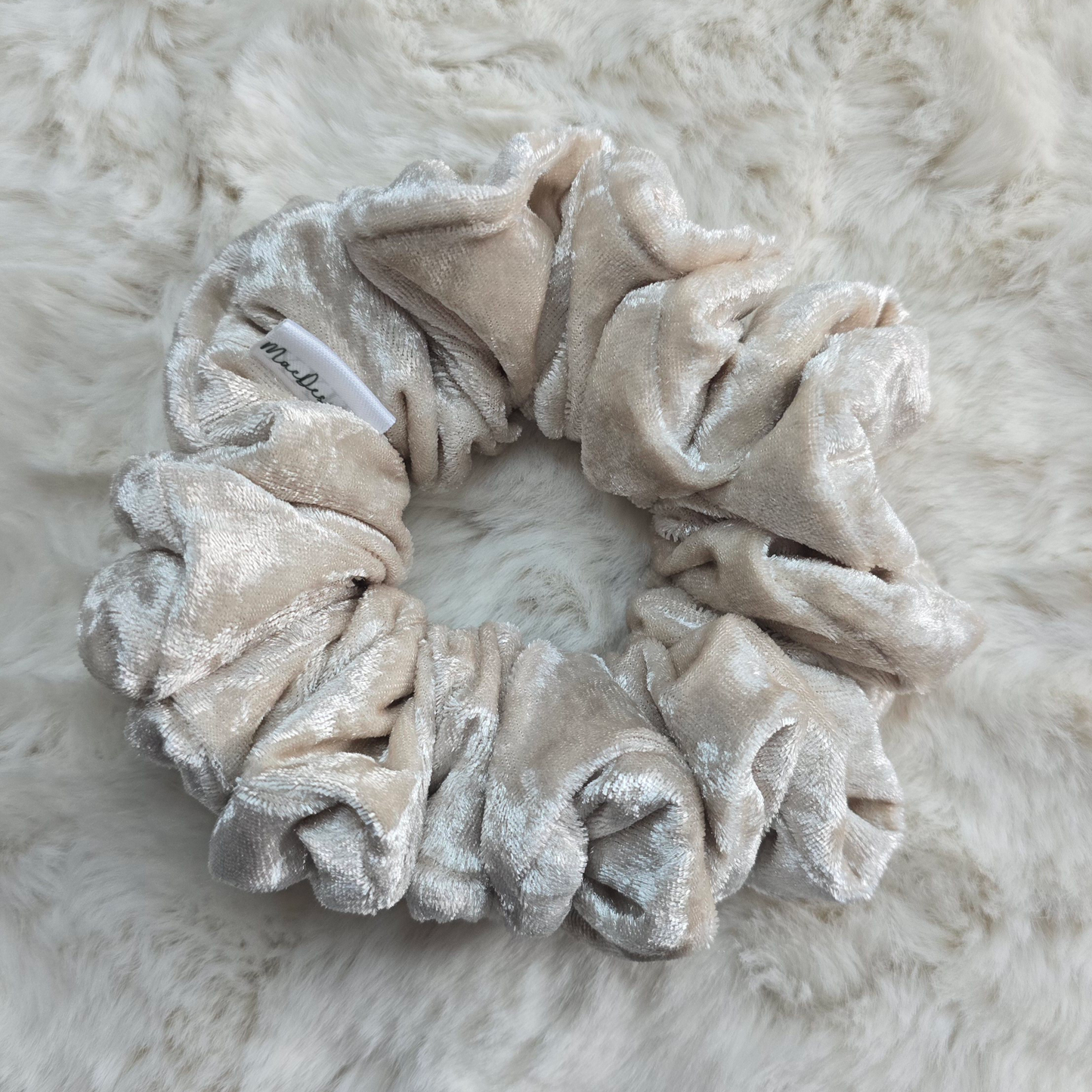 Silver Velvet Scrunchie Large