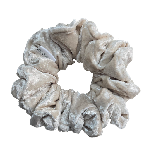 Silver Velvet Scrunchie Large