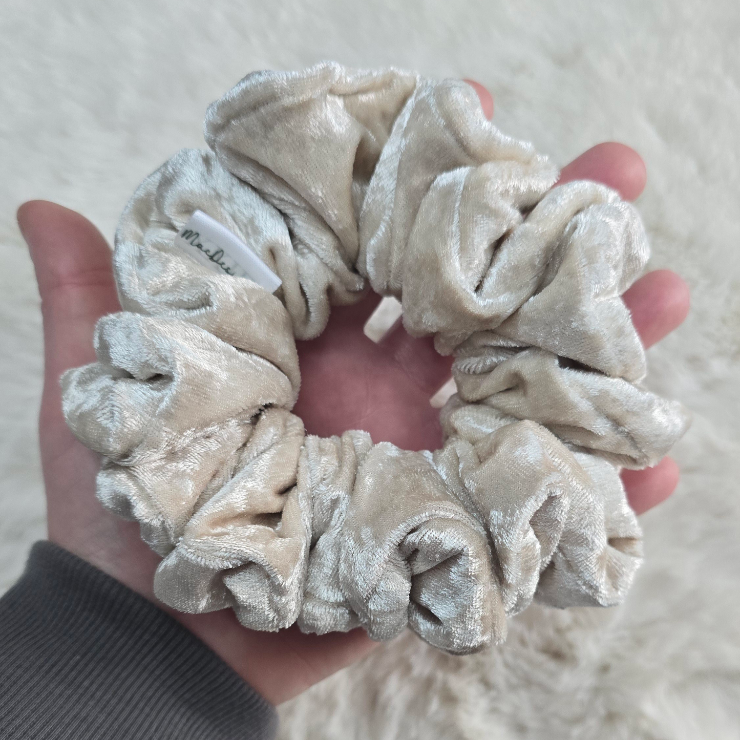 Silver Velvet Scrunchie Large