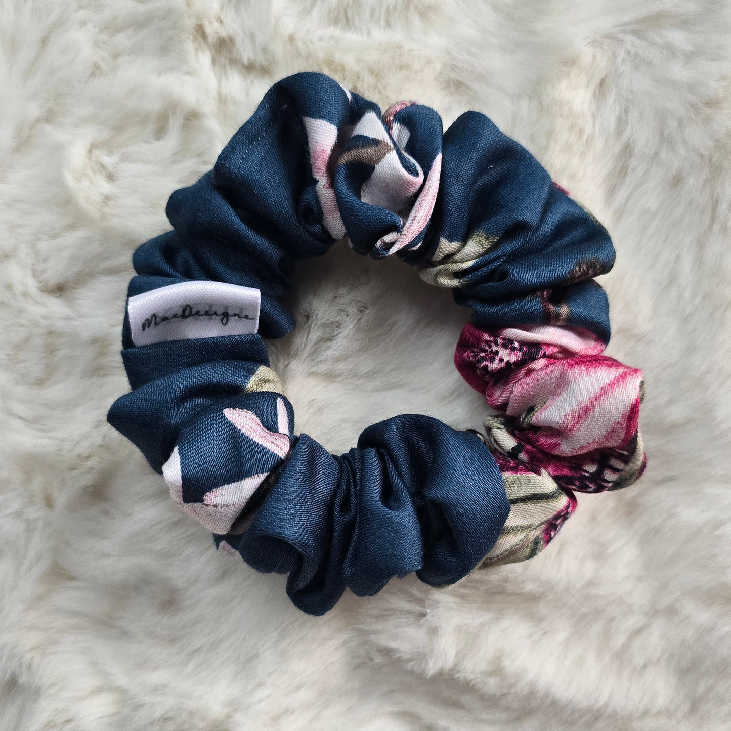 Blue Multi Floral Scrunchie. Midi