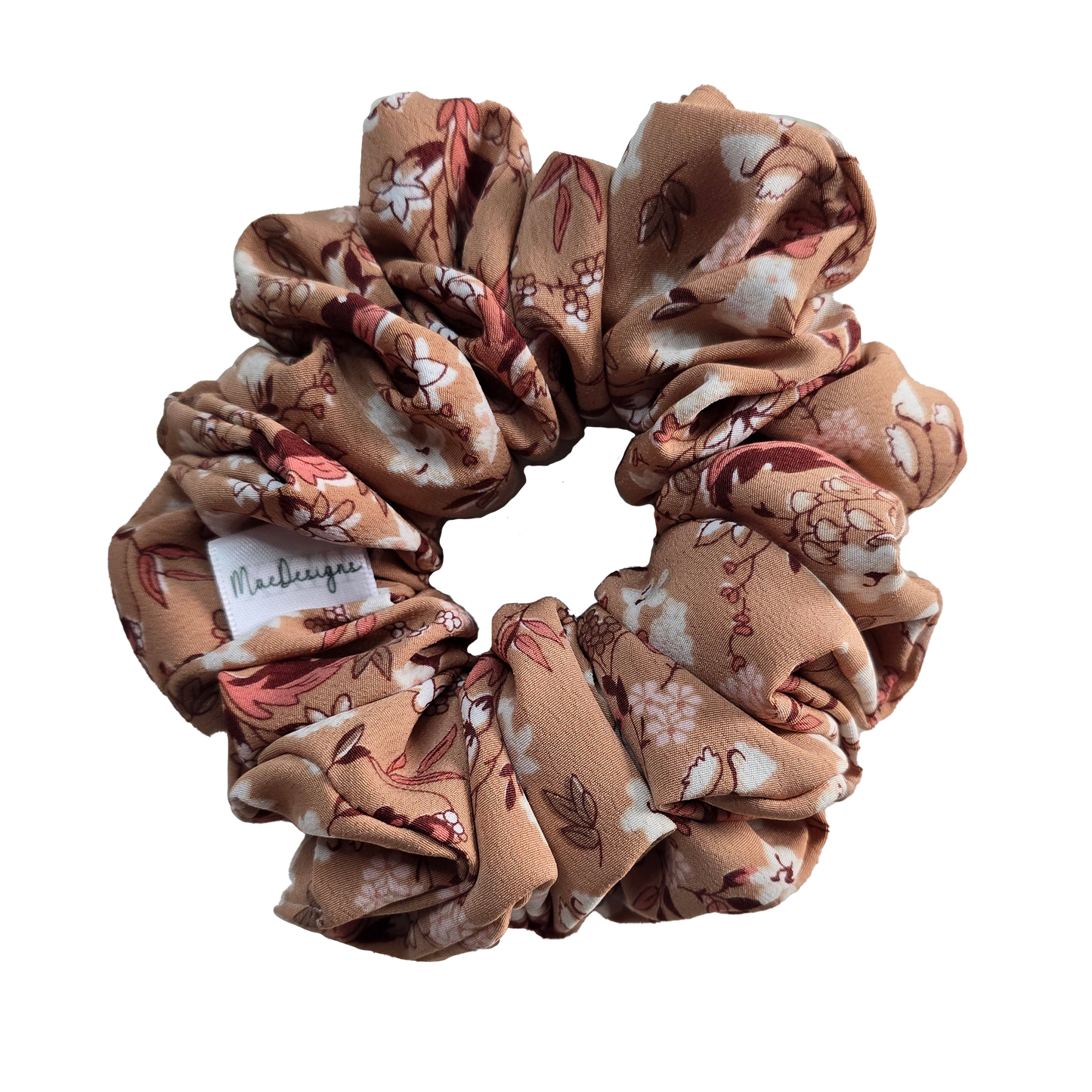 Brown floral scrunchie, Original Fluffy.