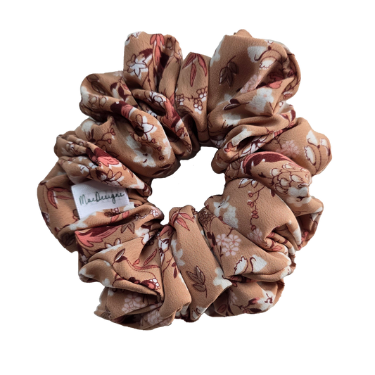 Brown floral scrunchie, Original Fluffy.