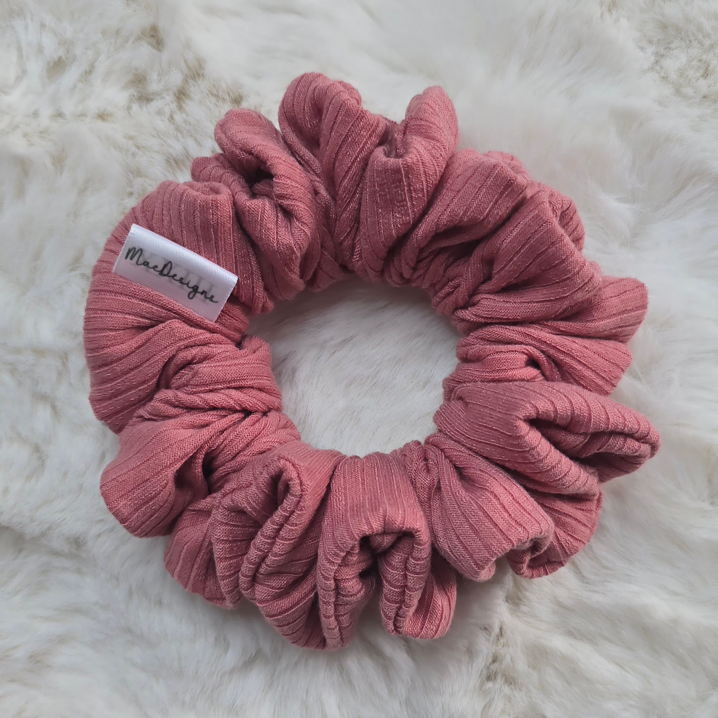 Deep pink/red wide ribbed jersey scrunchie, Original Fluffy Simply beautiful.