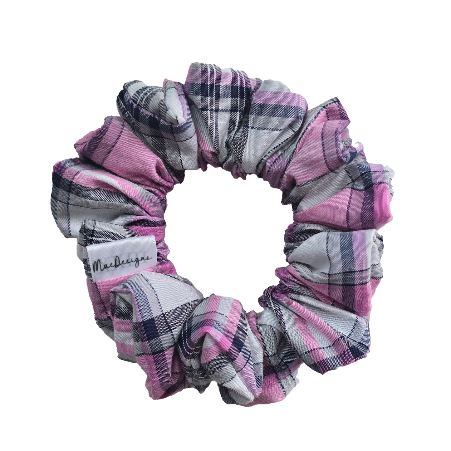 Pink and Blue Tartan scrunchie, OG. Simply Beautiful.