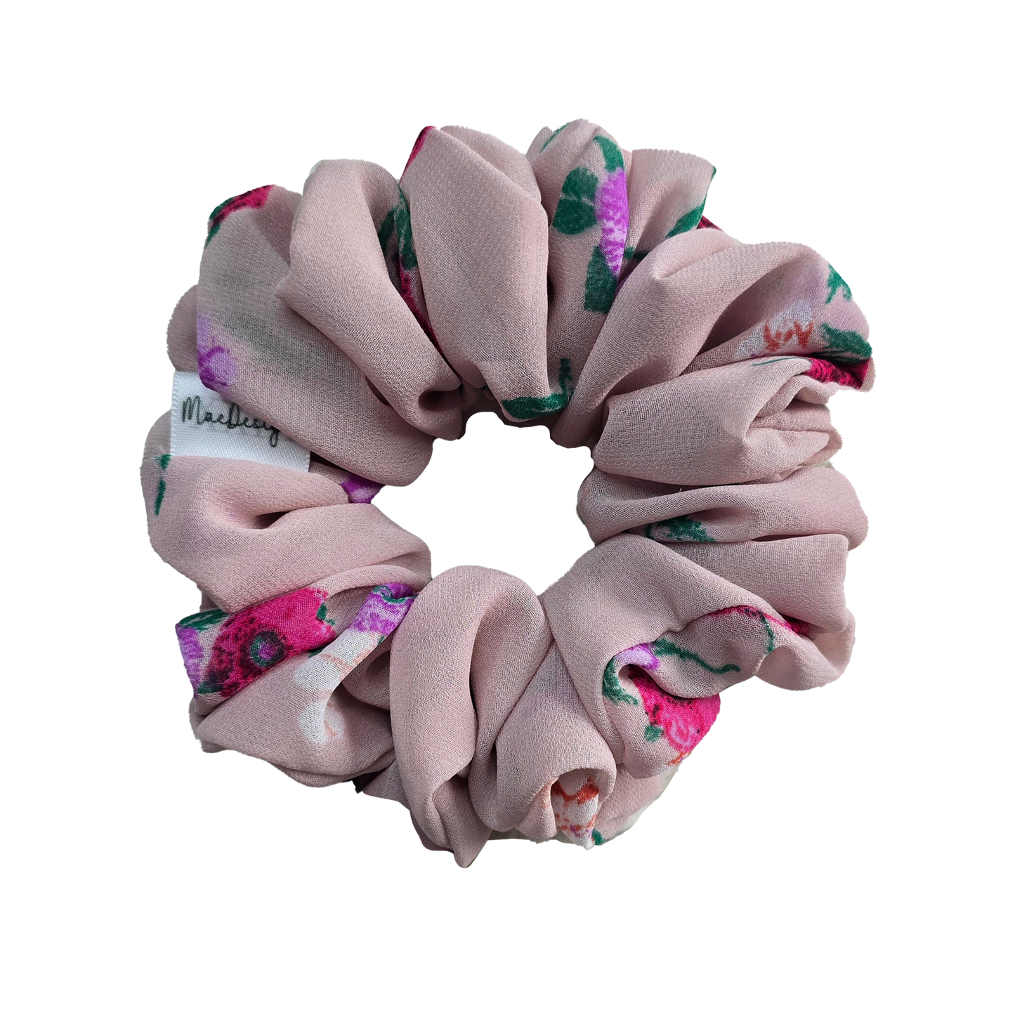 Pink floral Scrunchie. OG Fluffy. Light weight.