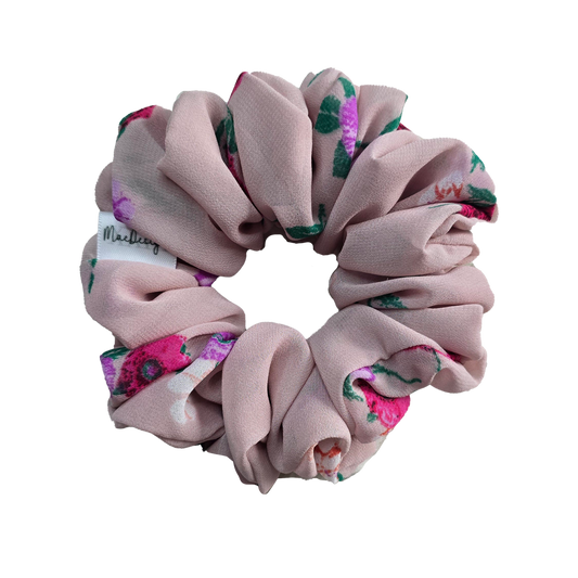 Pink floral Scrunchie. OG Fluffy. Light weight.