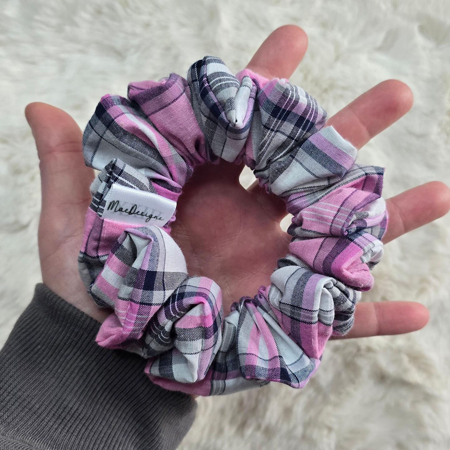 Pink and Blue Tartan scrunchie, OG. Simply Beautiful.