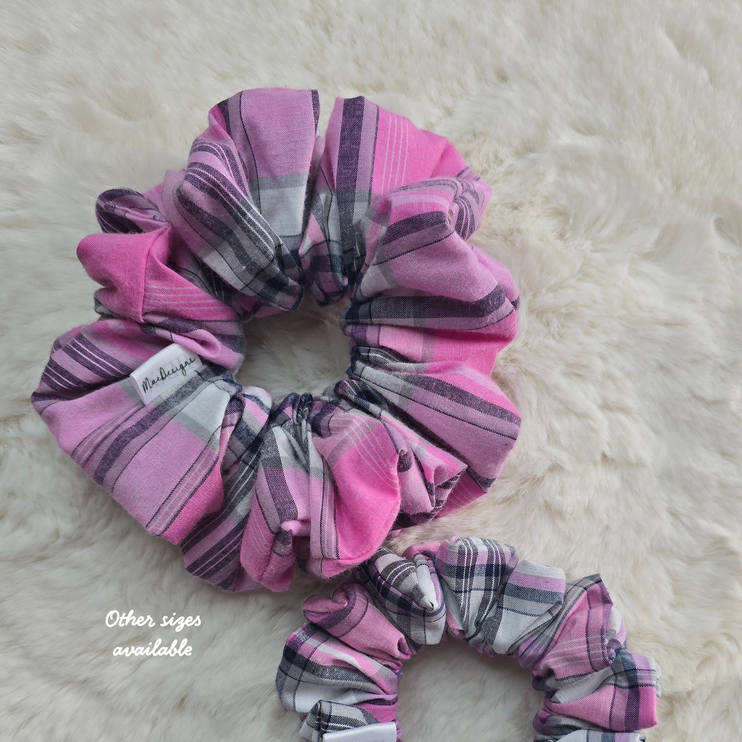 Pink and Blue Tartan scrunchie, OG. Simply Beautiful.