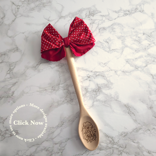 One Red & White Polka Dot Bow Best Nan Ever - Decorative Wooden Spoon