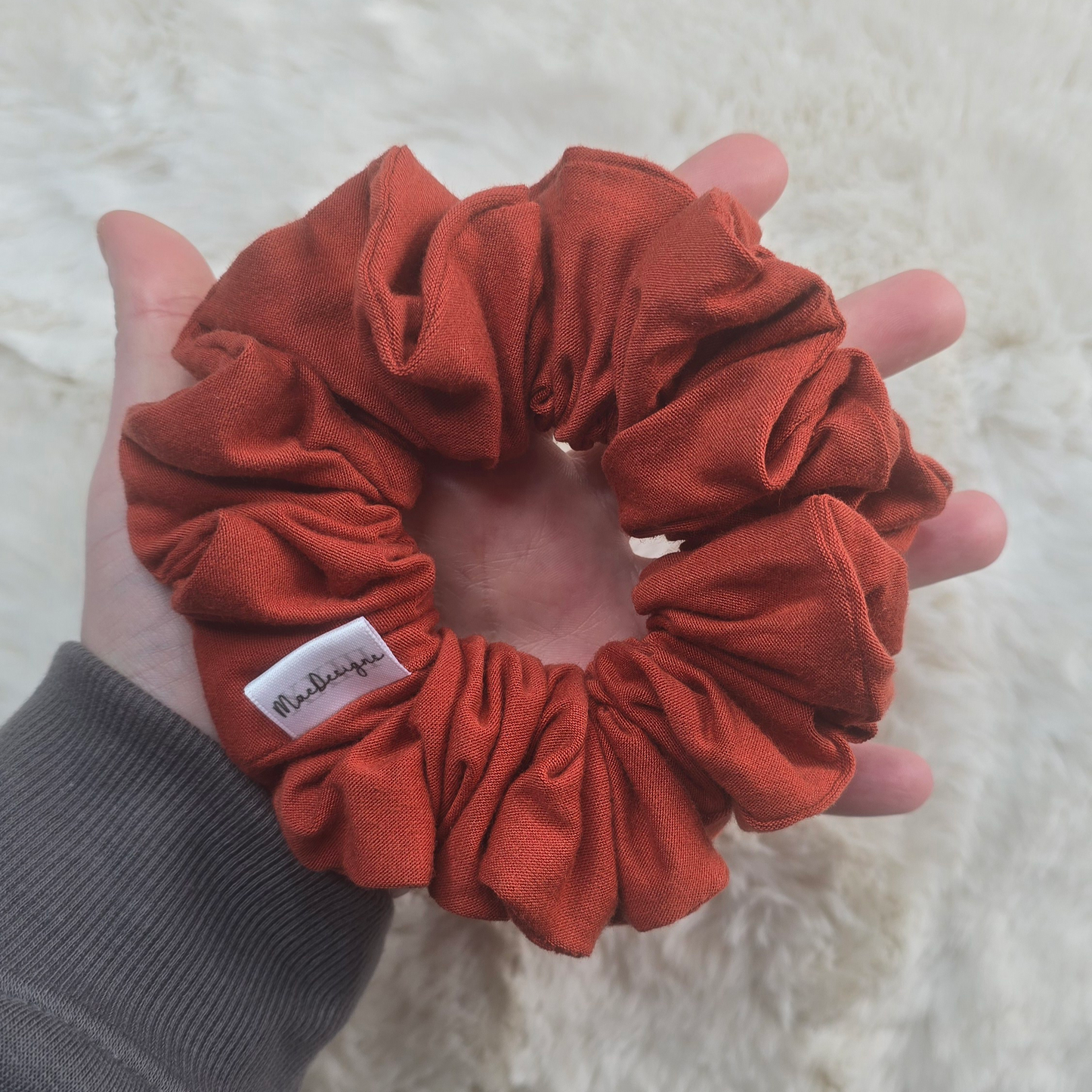 Rust colour jersey Scrunchie. OG Fluffy.