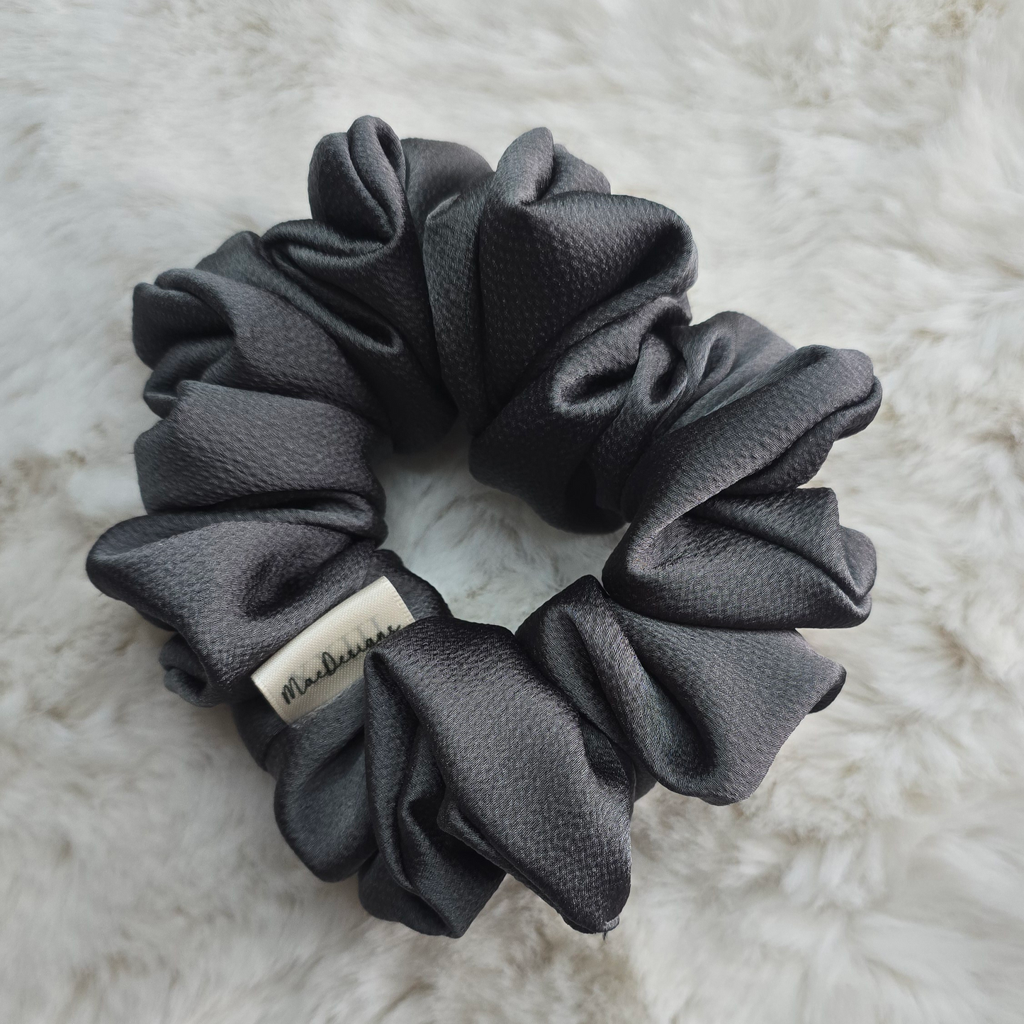 Slate Grey Bubble Satin, XL Scrunchie