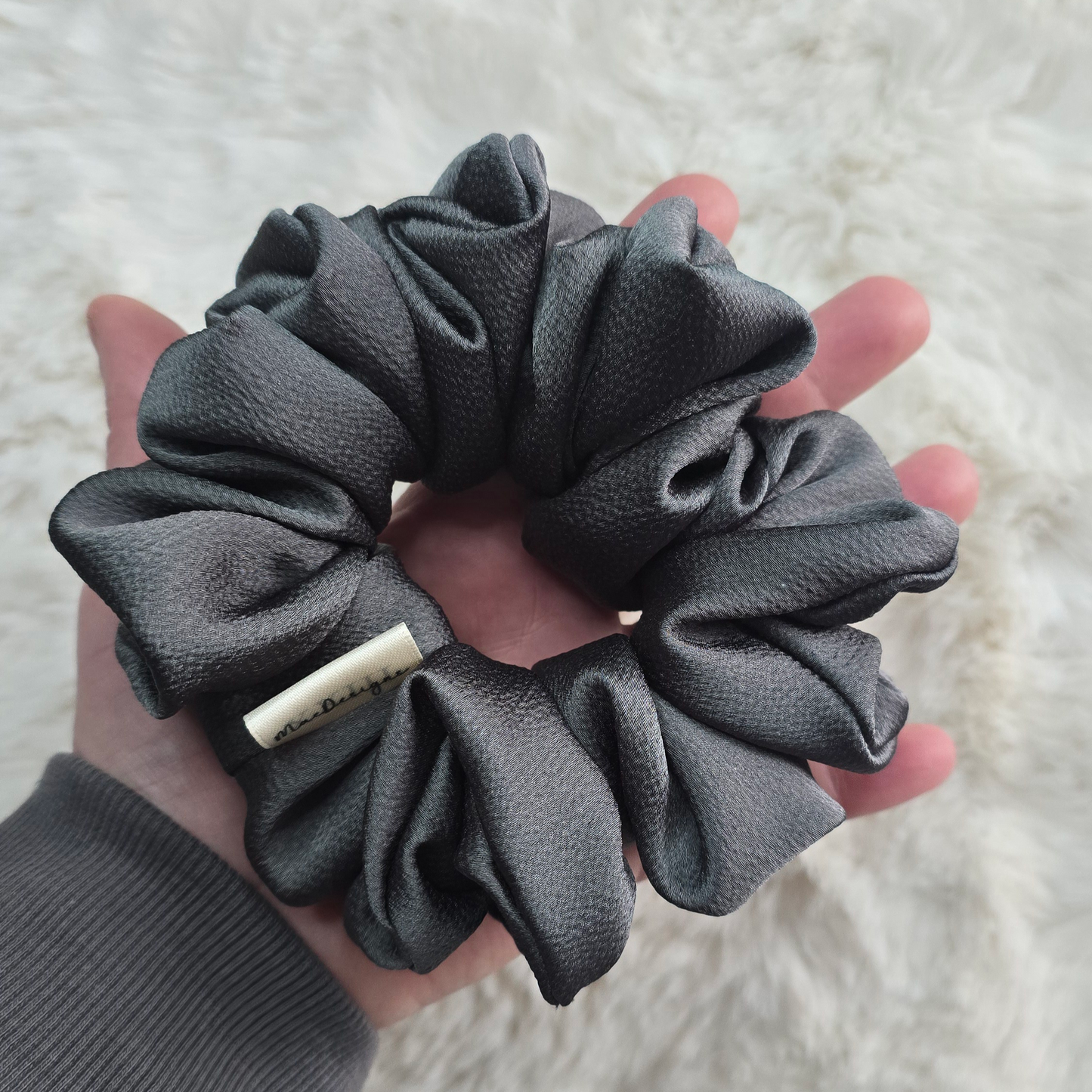 Slate Grey Bubble Satin, XL Scrunchie