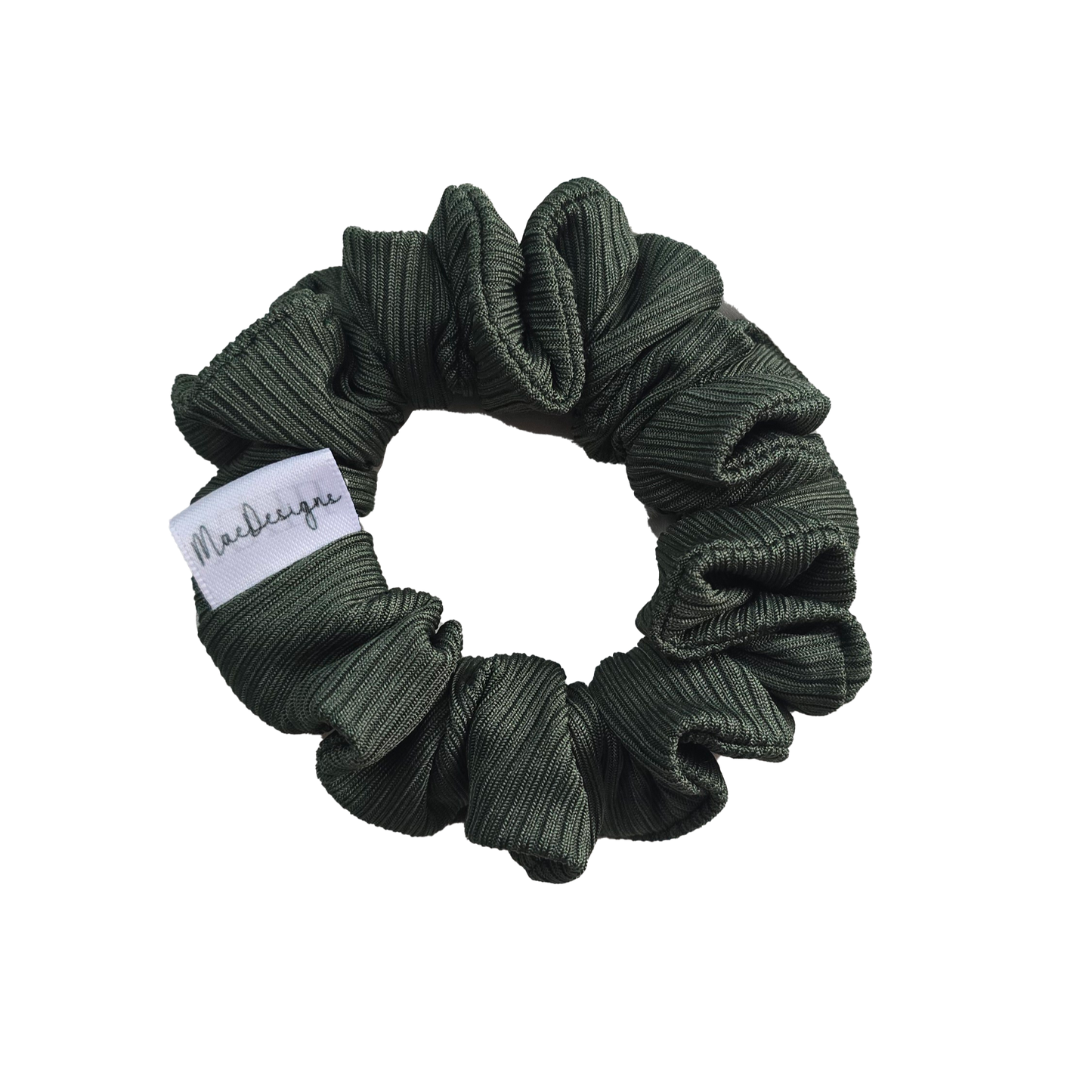 Smooth Ribbed Forrest Green Mini Hair Scrunchie