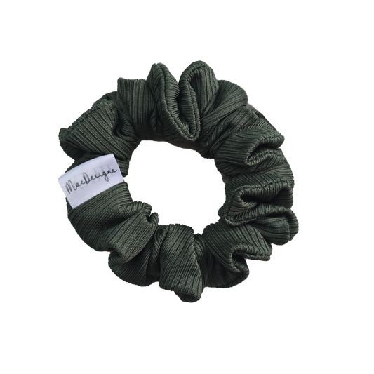 Smooth Ribbed Forrest Green Mini Hair Scrunchie