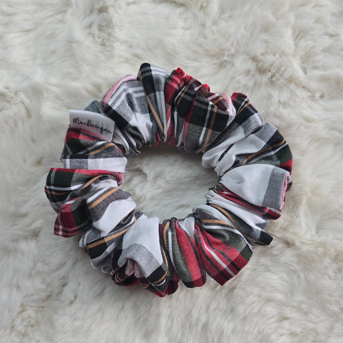 White and Red Tartan scrunchie, Original