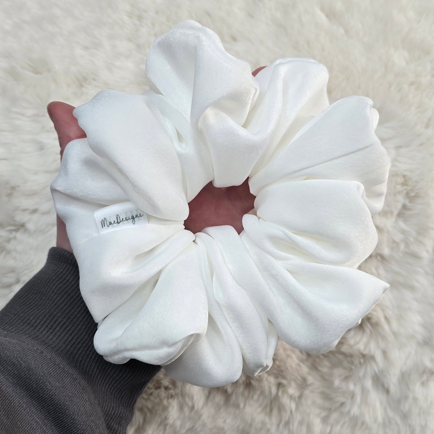 White Soft Scrunchie. XXL. Light weight.