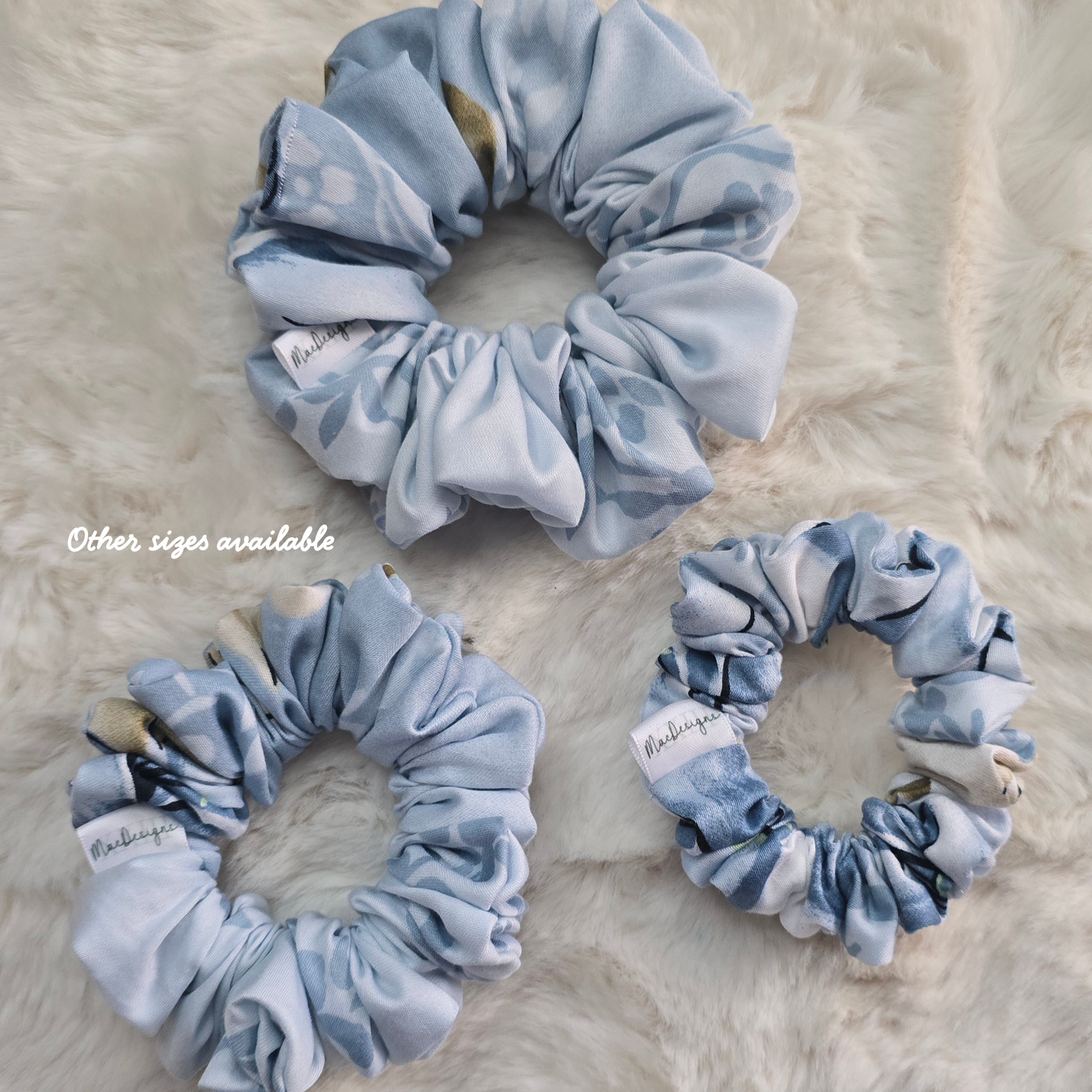 Blue Green Floral Scrunchie. XL