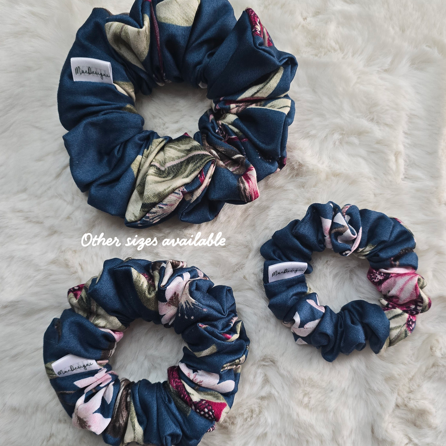Blue Multi Floral Scrunchie. Orignal Fluffy.